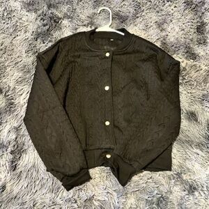 Amazon Black Textured Women's Bomber Jacket
